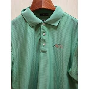 Divots Polo Shirt Mens Large Green Stripe Pine‎ Ridge Golf Div Dry Performance